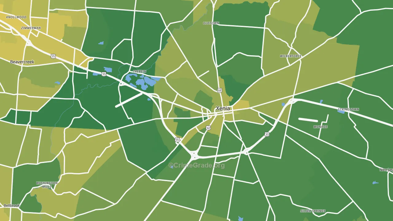 Xenia, OH Map of Vehicle Theft Rates