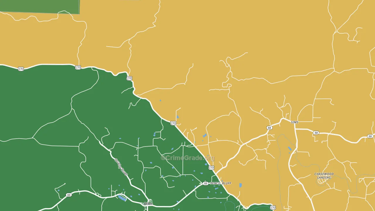 Y City, AR Map of Vehicle Theft Rates