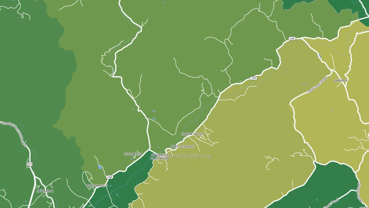 Yadkin Valley, NC Map of Vehicle Theft Rates