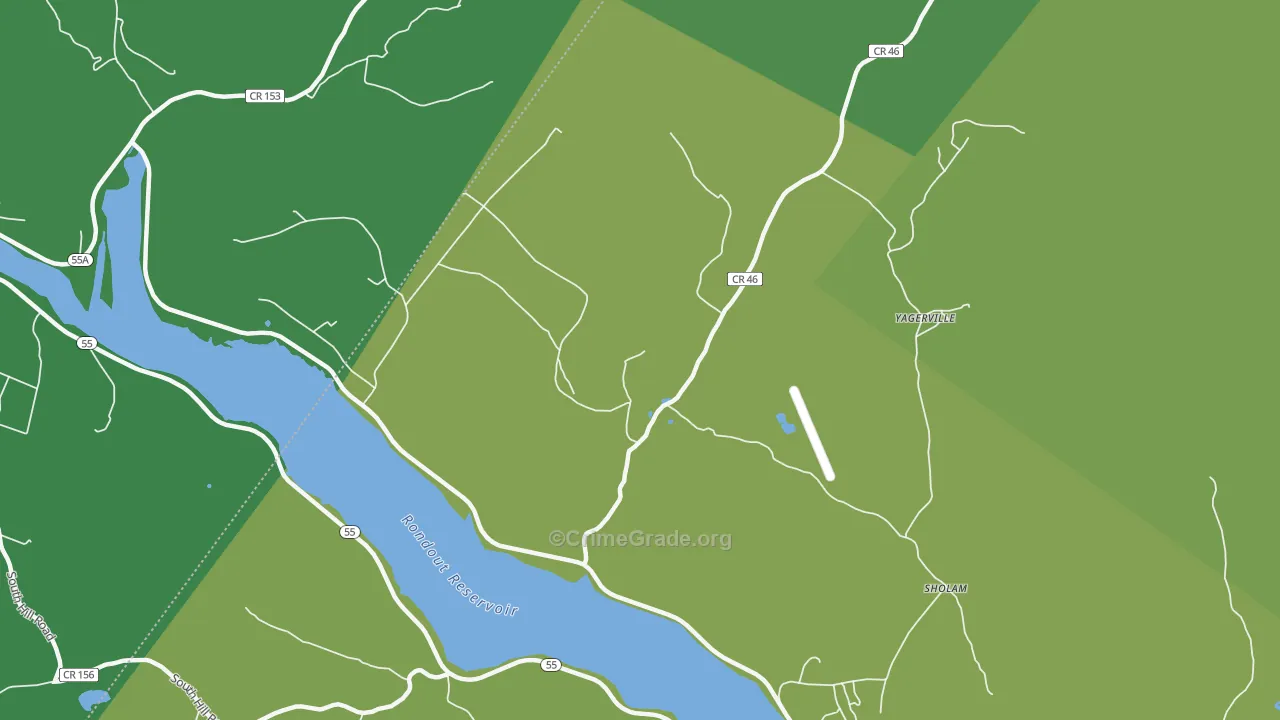Yagerville, NY Map of Vehicle Theft Rates