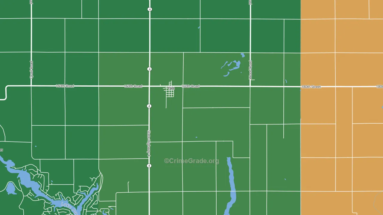 Yale, IA Map of Vehicle Theft Rates