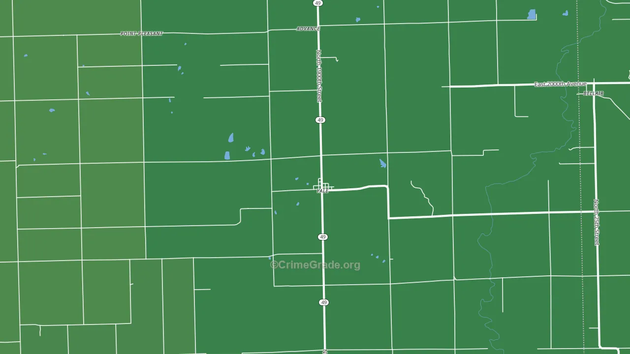 Yale, IL Map of Vehicle Theft Rates
