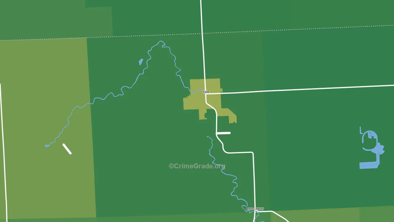 Yale, MI Map of Vehicle Theft Rates