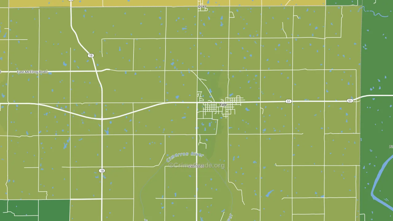 Yale, OK Map of Vehicle Theft Rates