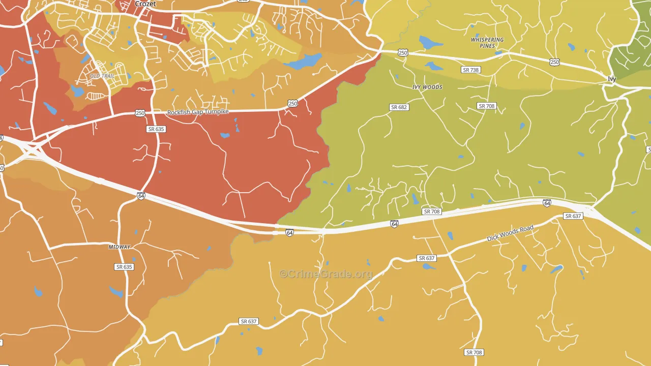 Yancey Mills, VA Map of Vehicle Theft Rates