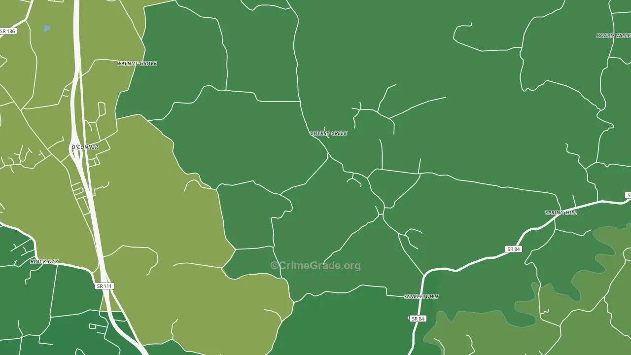 Yankeetown, TN Map of Vehicle Theft Rates