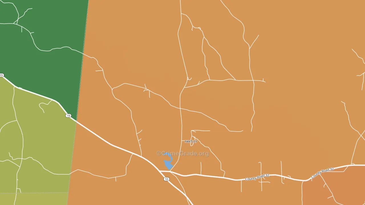 Yantley, AL Map of Vehicle Theft Rates