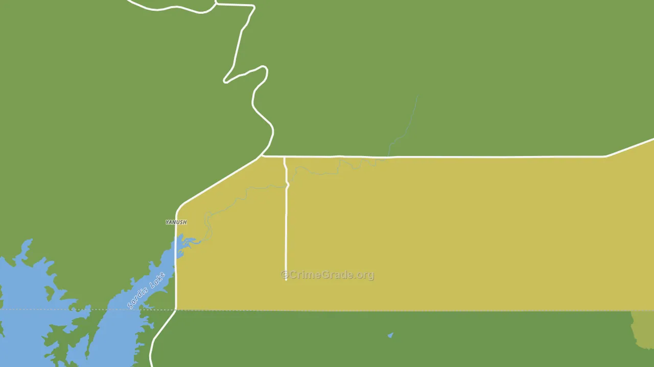 Yanush, OK Map of Vehicle Theft Rates