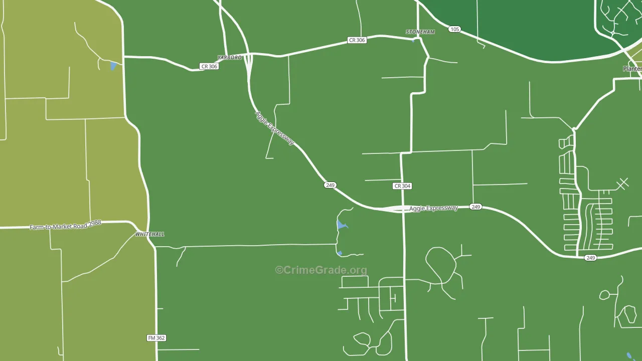 Yarboro, TX Map of Vehicle Theft Rates