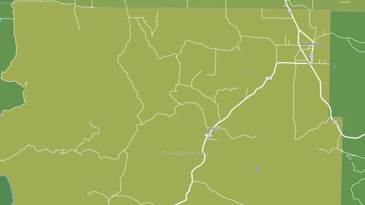 Yardelle, AR Map of Vehicle Theft Rates