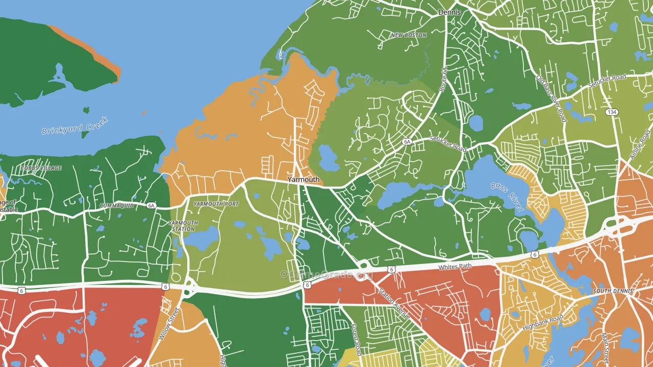 Yarmouth Port, MA Map of Vehicle Theft Rates