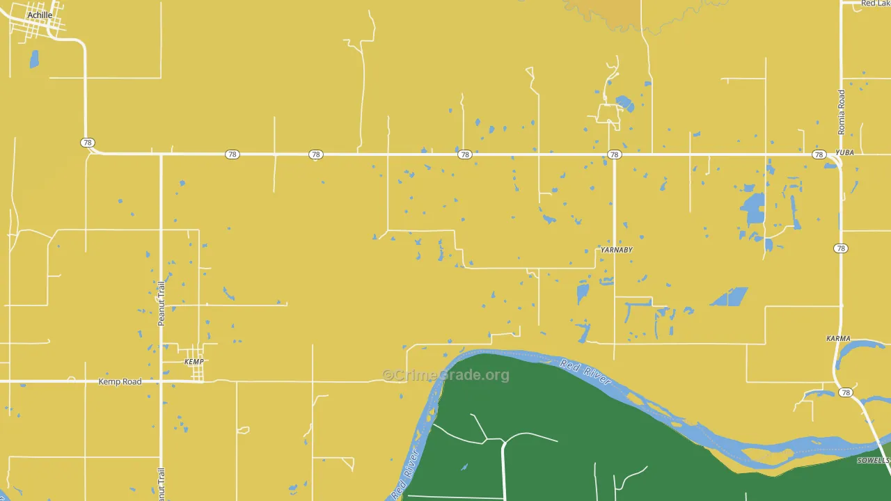 Yarnaby, OK Map of Vehicle Theft Rates