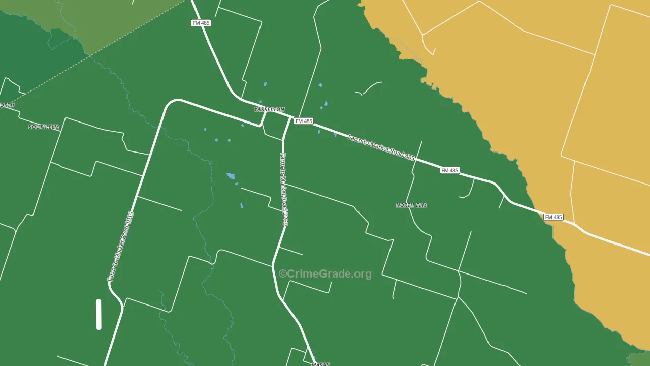 Yarrelton, TX Map of Vehicle Theft Rates