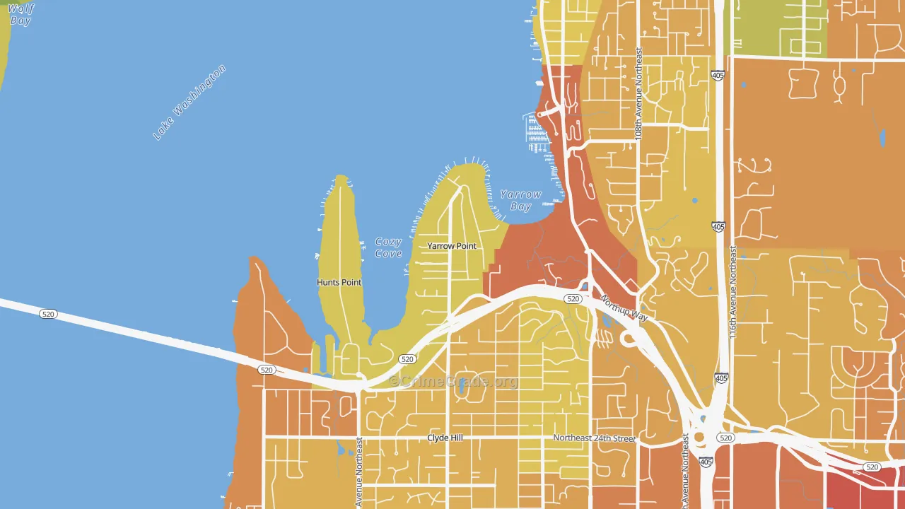 Yarrow Point, WA Map of Vehicle Theft Rates