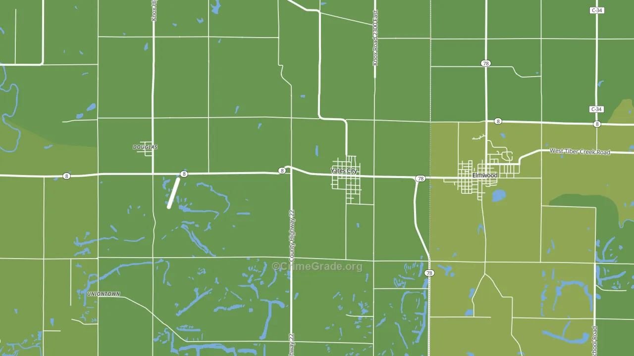 Yates City, IL Map of Vehicle Theft Rates