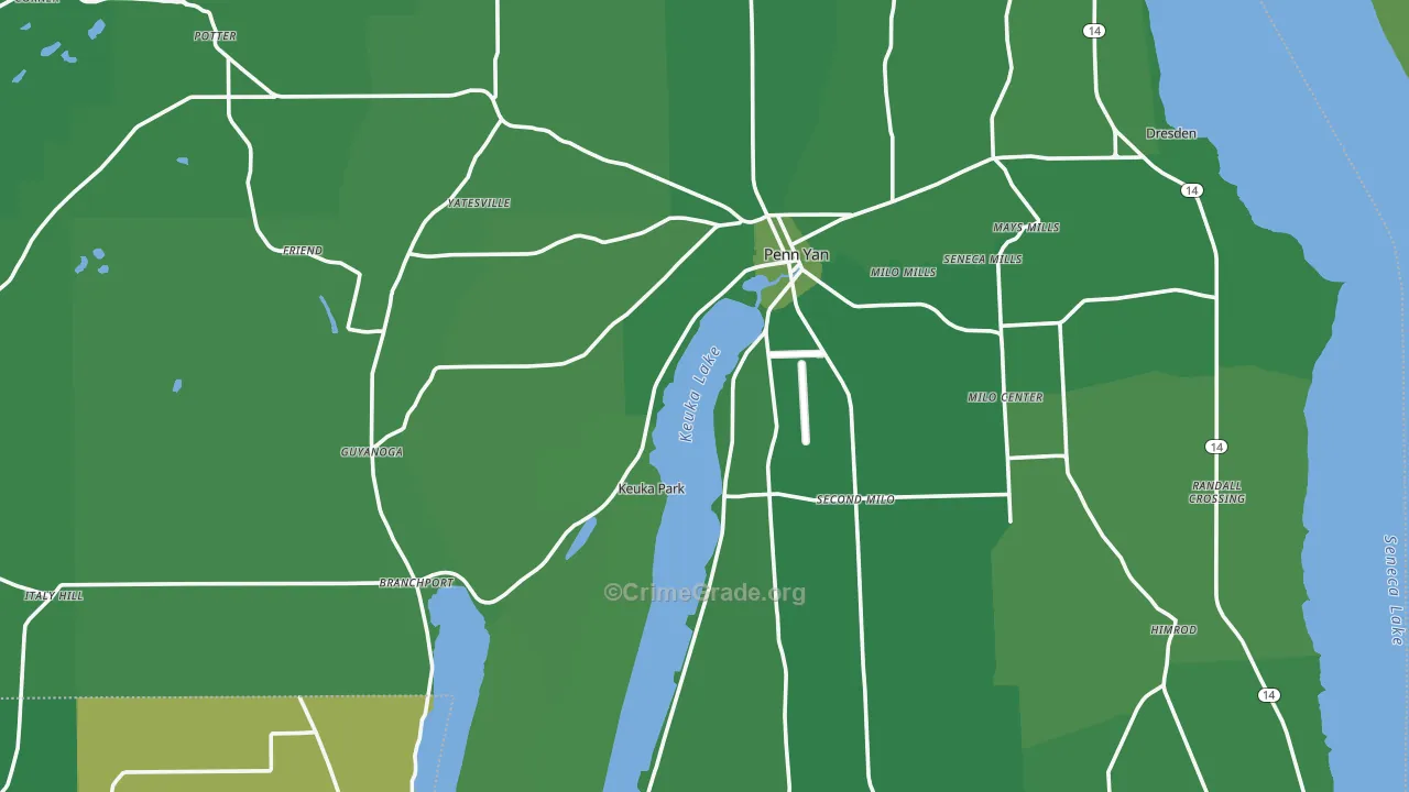 Yates County, NY Map of Vehicle Theft Rates