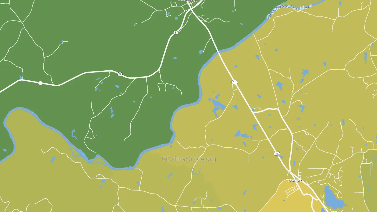 Yates, GA Map of Vehicle Theft Rates