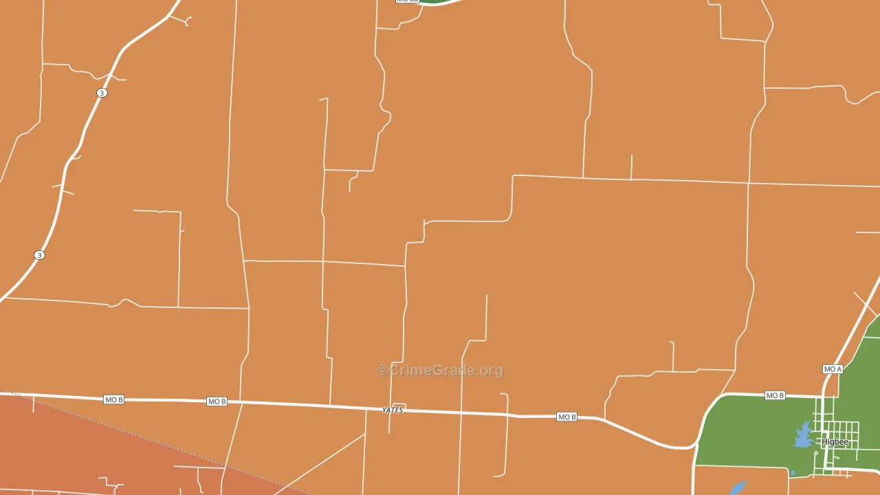 Yates, MO Map of Vehicle Theft Rates