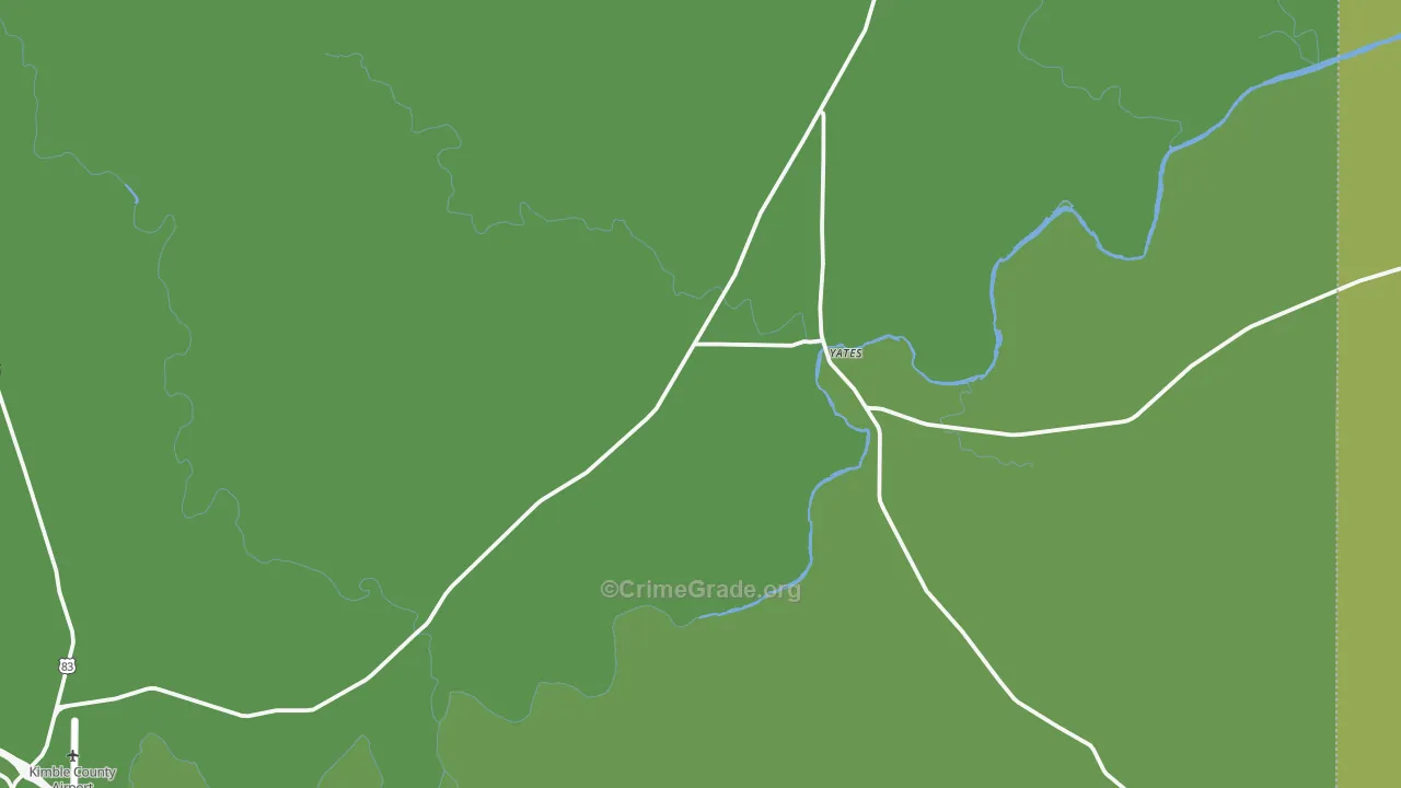 Yates, TX Map of Vehicle Theft Rates
