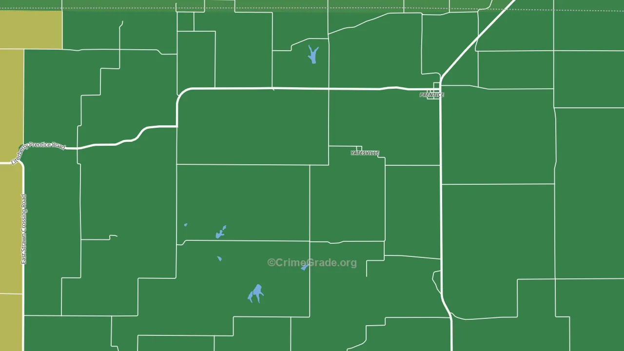 Yatesville, IL Map of Vehicle Theft Rates