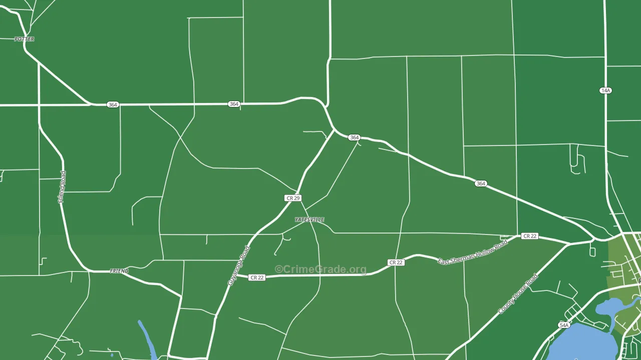 Yatesville, NY Map of Vehicle Theft Rates