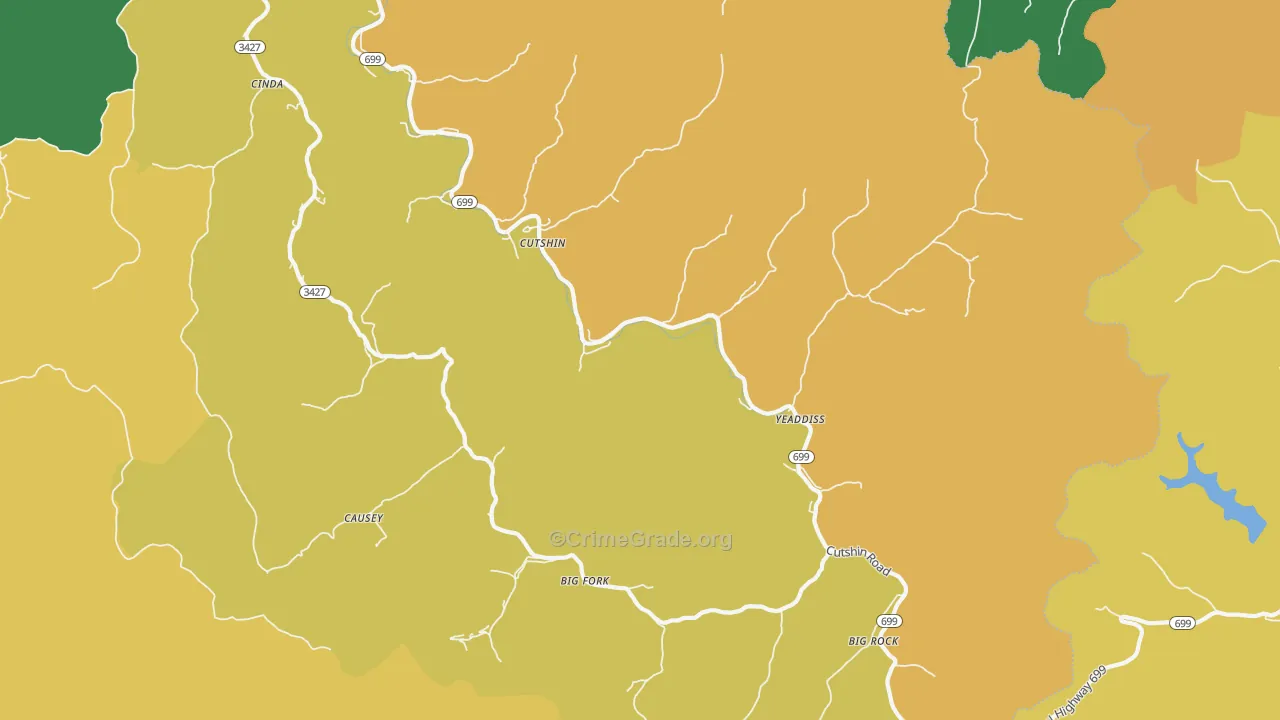 Yeaddiss, KY Map of Vehicle Theft Rates