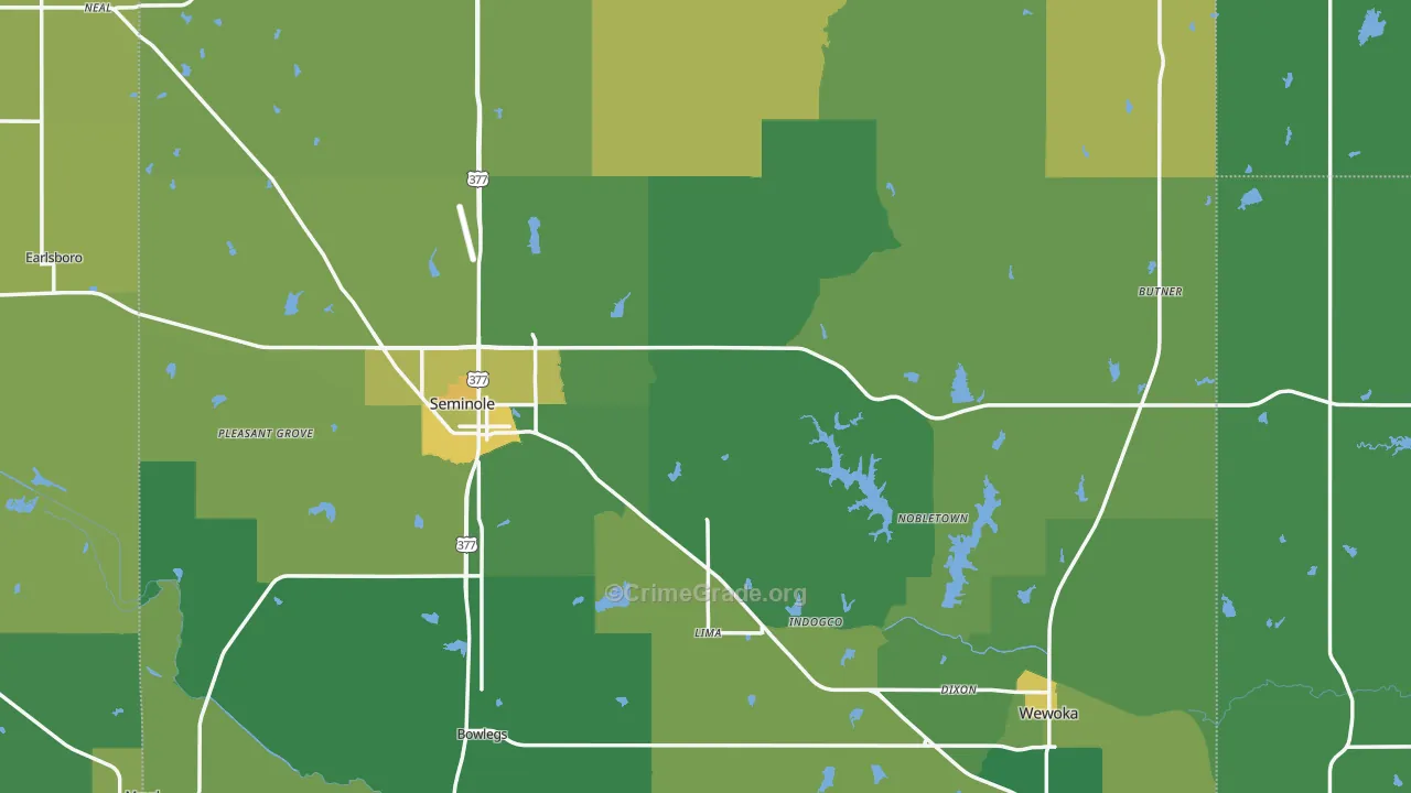 Yeager, OK Map of Vehicle Theft Rates