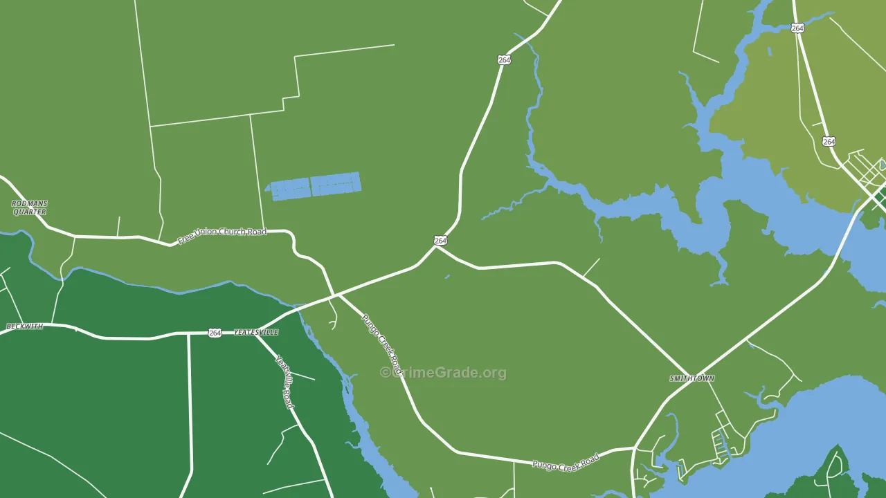 Yeatesville, NC Map of Vehicle Theft Rates