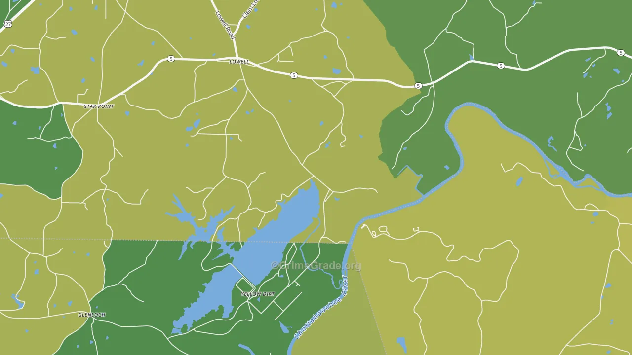 Yellow Dirt, GA Map of Vehicle Theft Rates