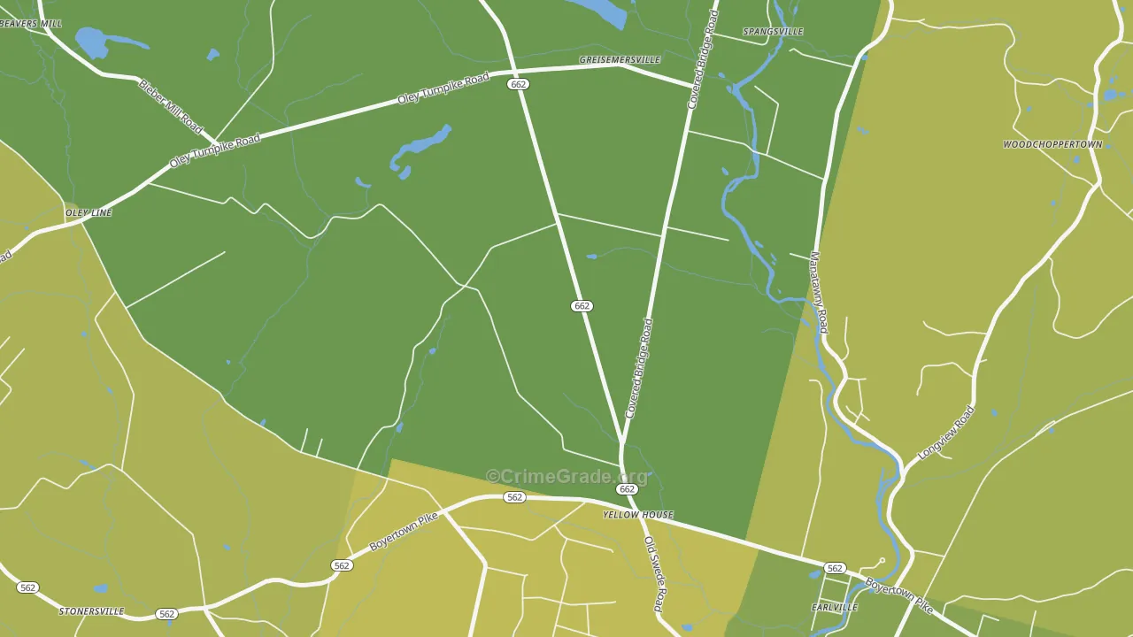 Yellow House, PA Map of Vehicle Theft Rates