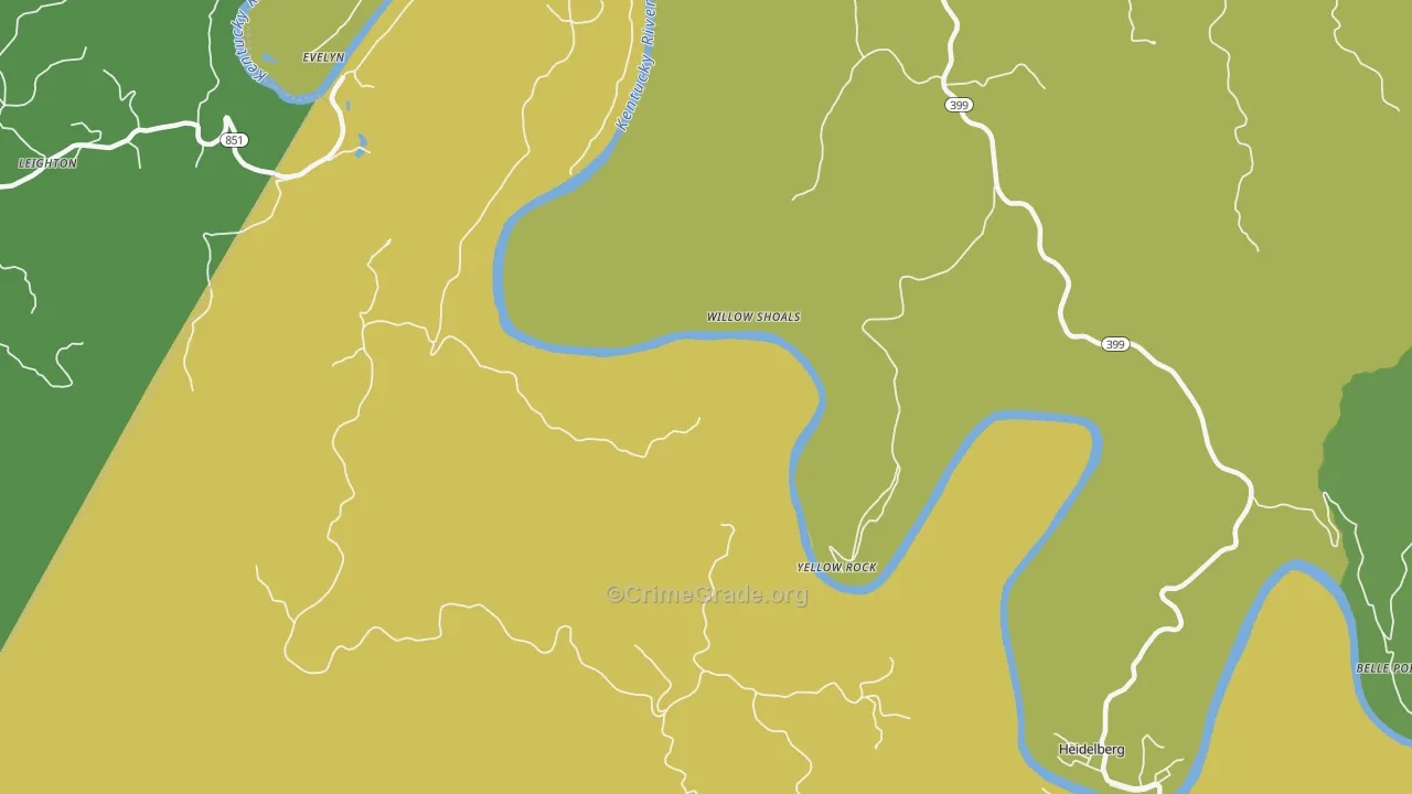 Yellow Rock, KY Map of Vehicle Theft Rates