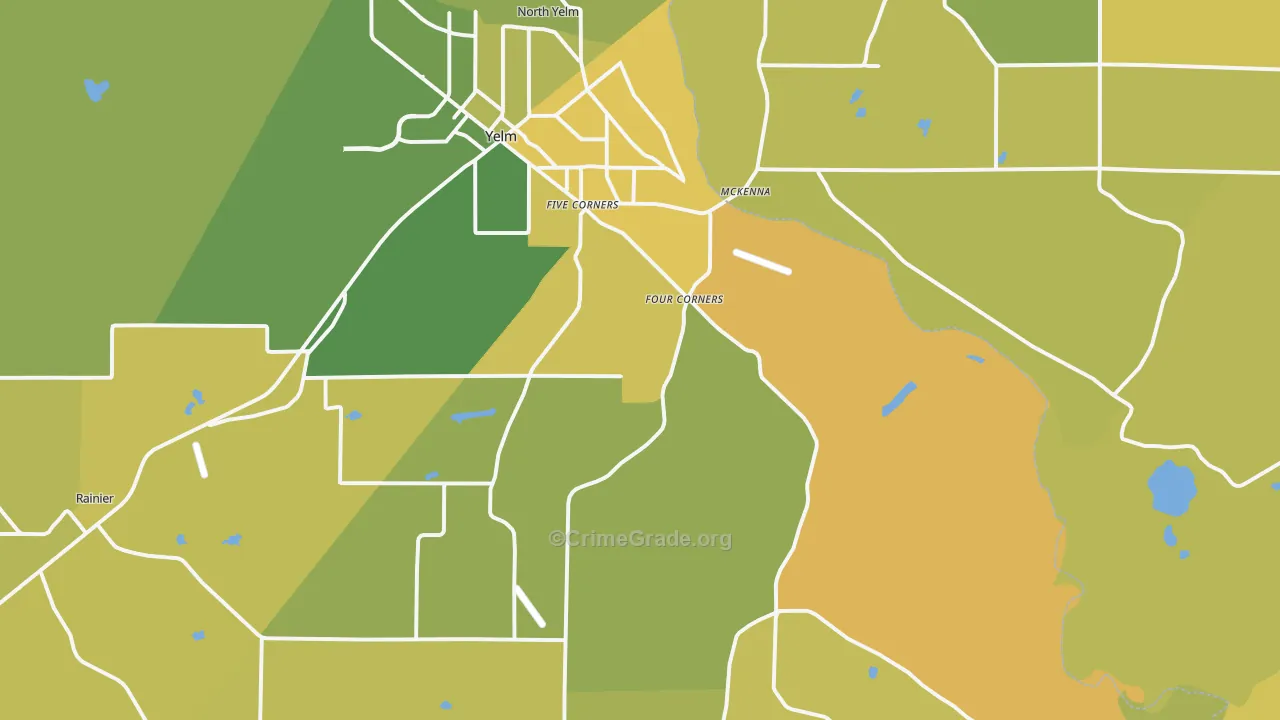 Yelm, WA Map of Vehicle Theft Rates