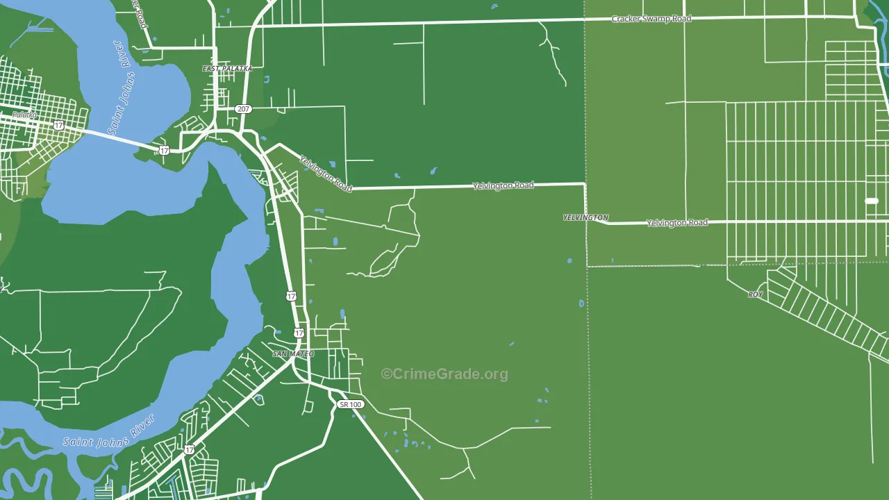 Yelvington, FL Map of Vehicle Theft Rates