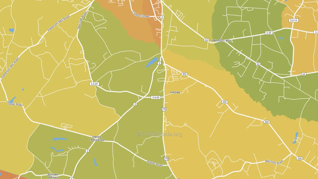Yenome, SC Map of Vehicle Theft Rates