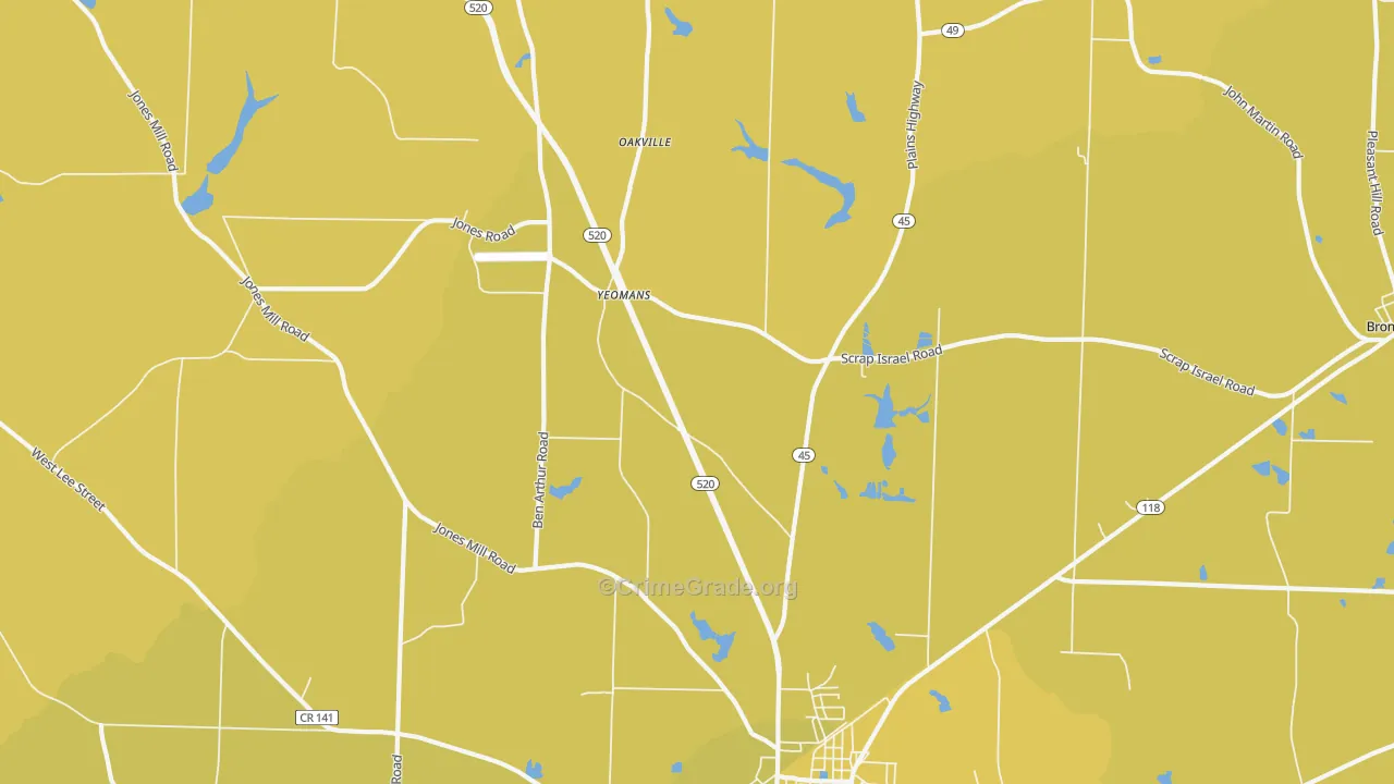 Yeomans, GA Map of Vehicle Theft Rates