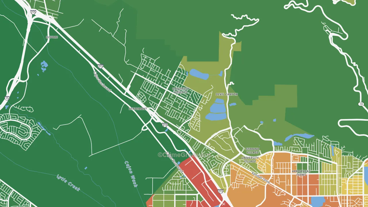 Yerdemont, San Bernardino, CA Map of Vehicle Theft Rates