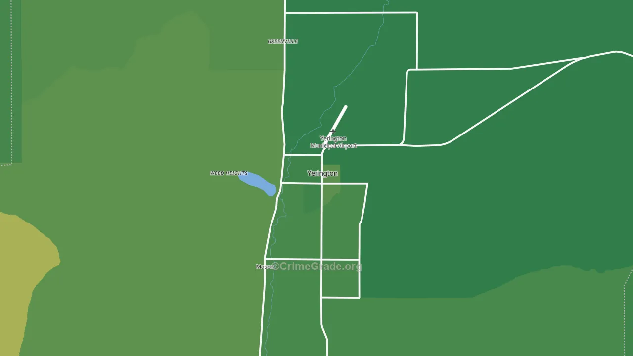 Yerington, NV Map of Vehicle Theft Rates