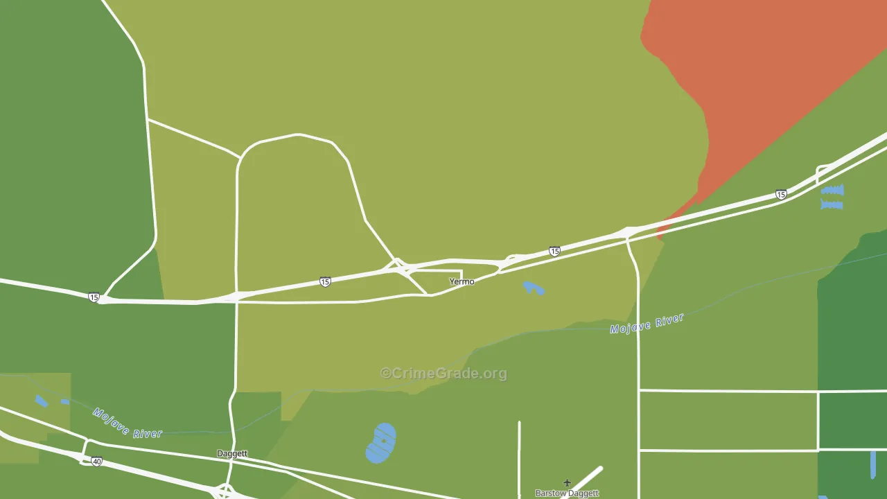 Yermo, CA Map of Vehicle Theft Rates