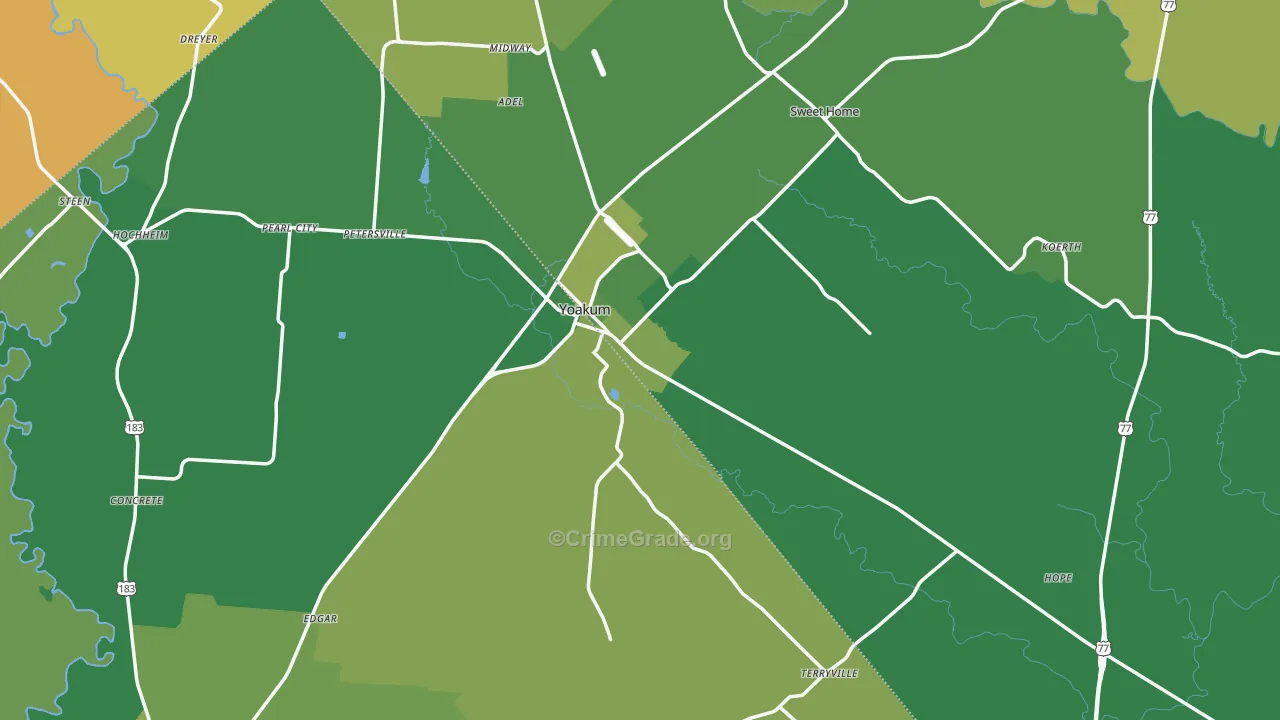 Yoakum, TX Map of Vehicle Theft Rates