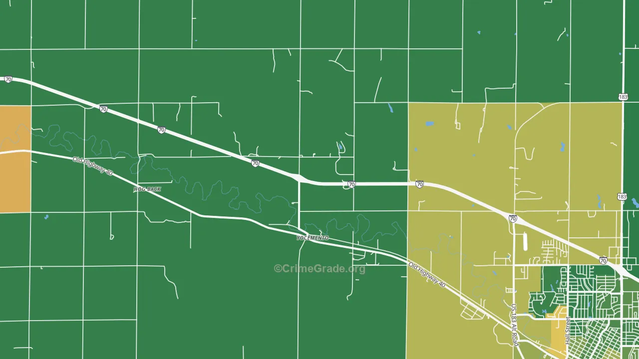 Yocemento, KS Map of Vehicle Theft Rates