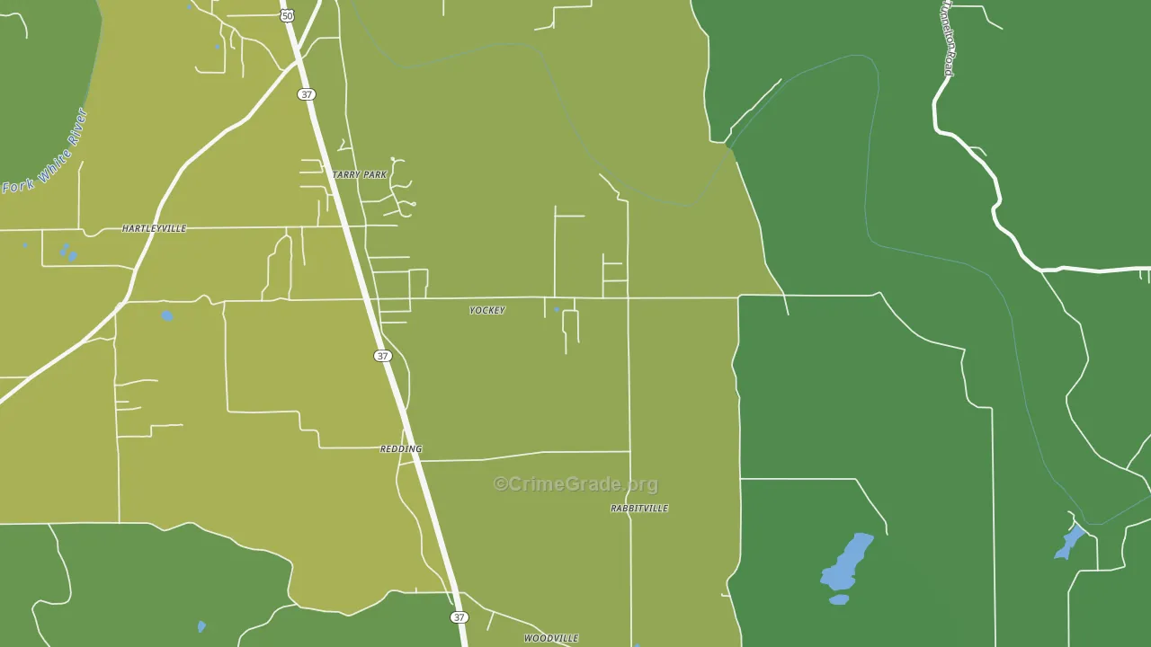 Yockey, IN Map of Vehicle Theft Rates