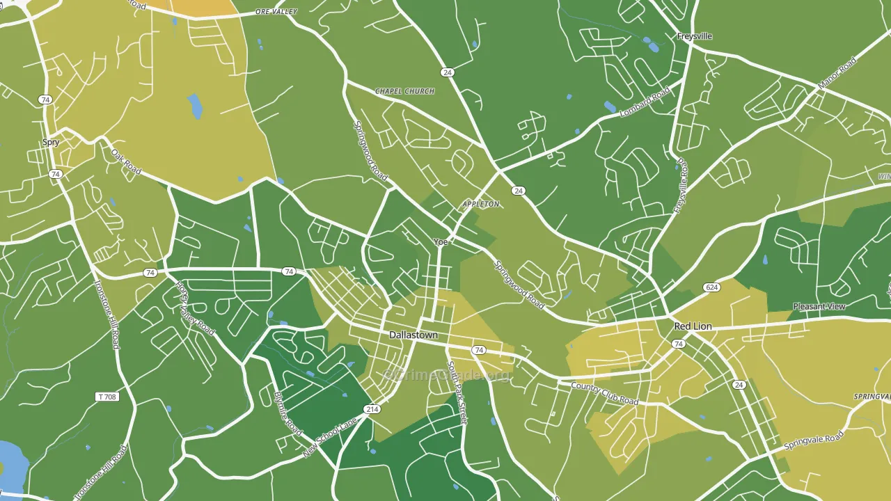 Yoe, PA Map of Vehicle Theft Rates