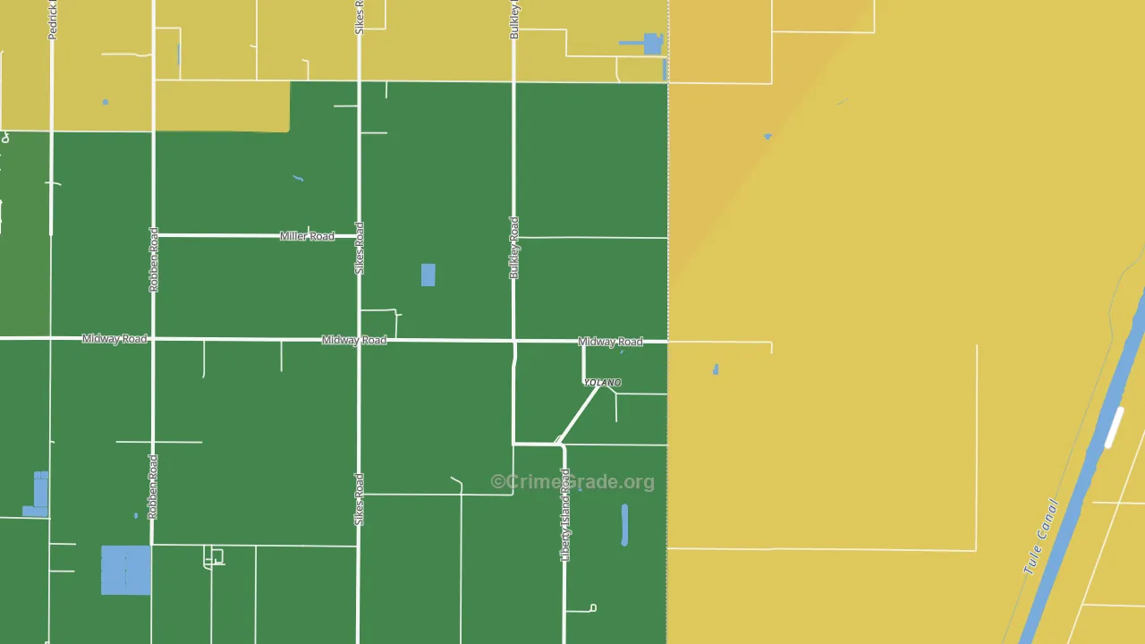 Yolano, CA Map of Vehicle Theft Rates