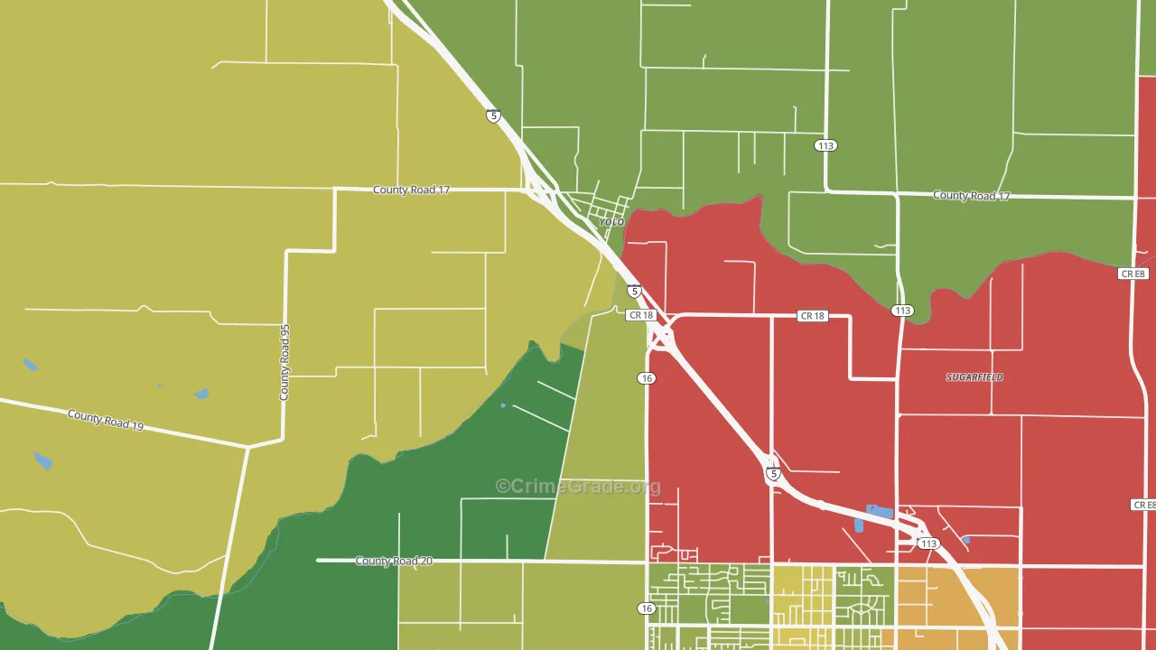 Yolo, CA Map of Vehicle Theft Rates