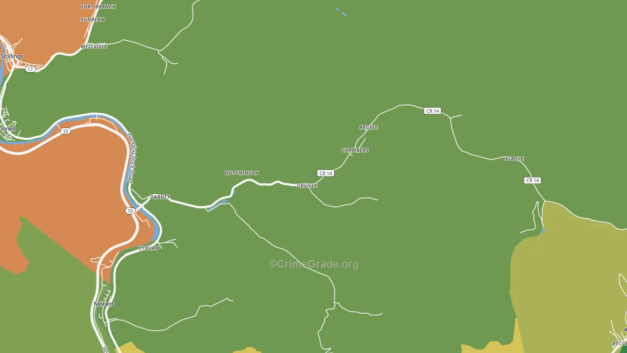Yolyn, WV Map of Vehicle Theft Rates