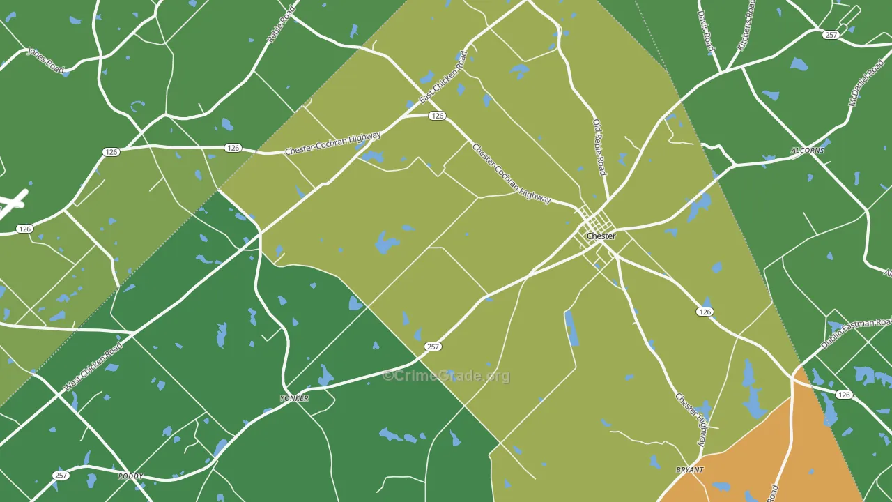 Yonkers, GA Map of Vehicle Theft Rates