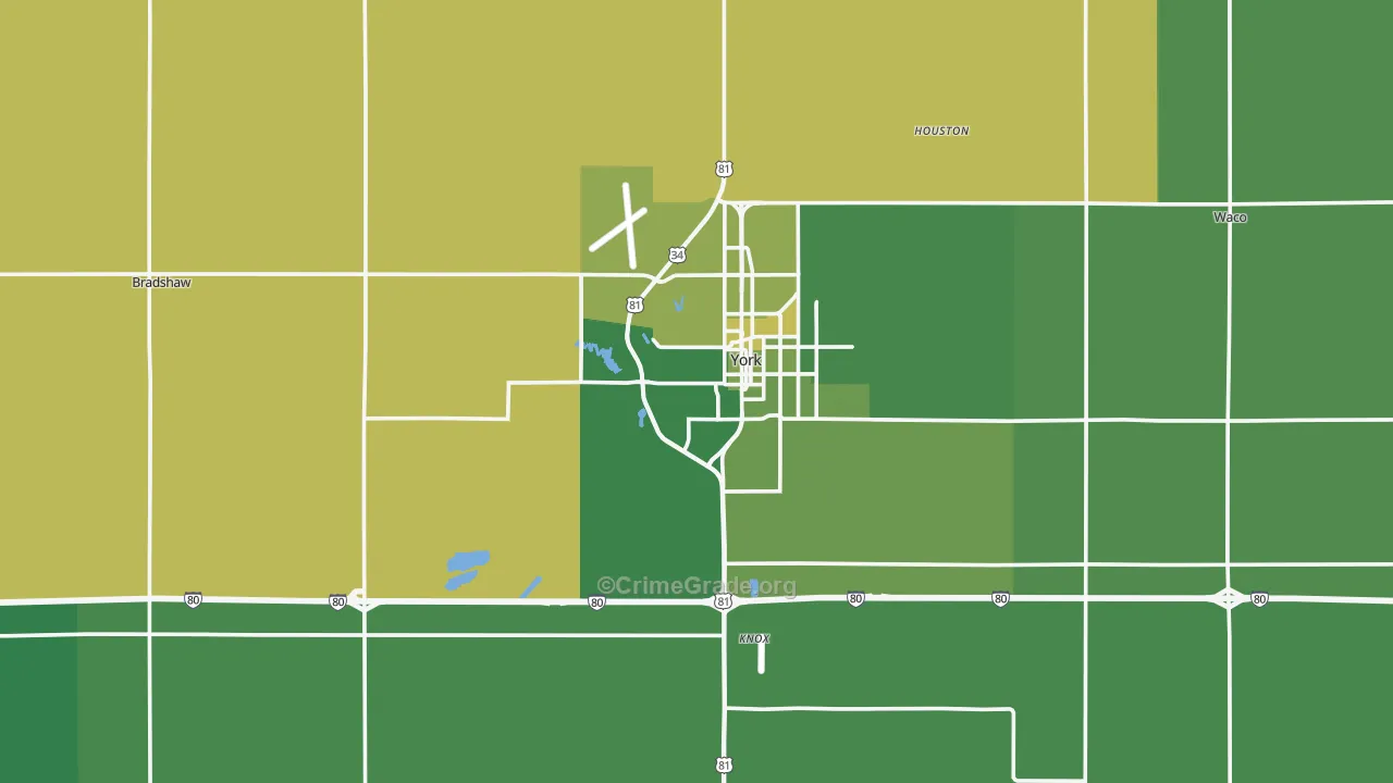 York County, NE Map of Vehicle Theft Rates