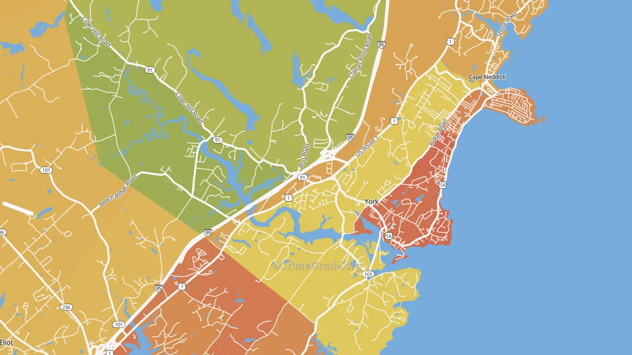 York, ME Map of Vehicle Theft Rates