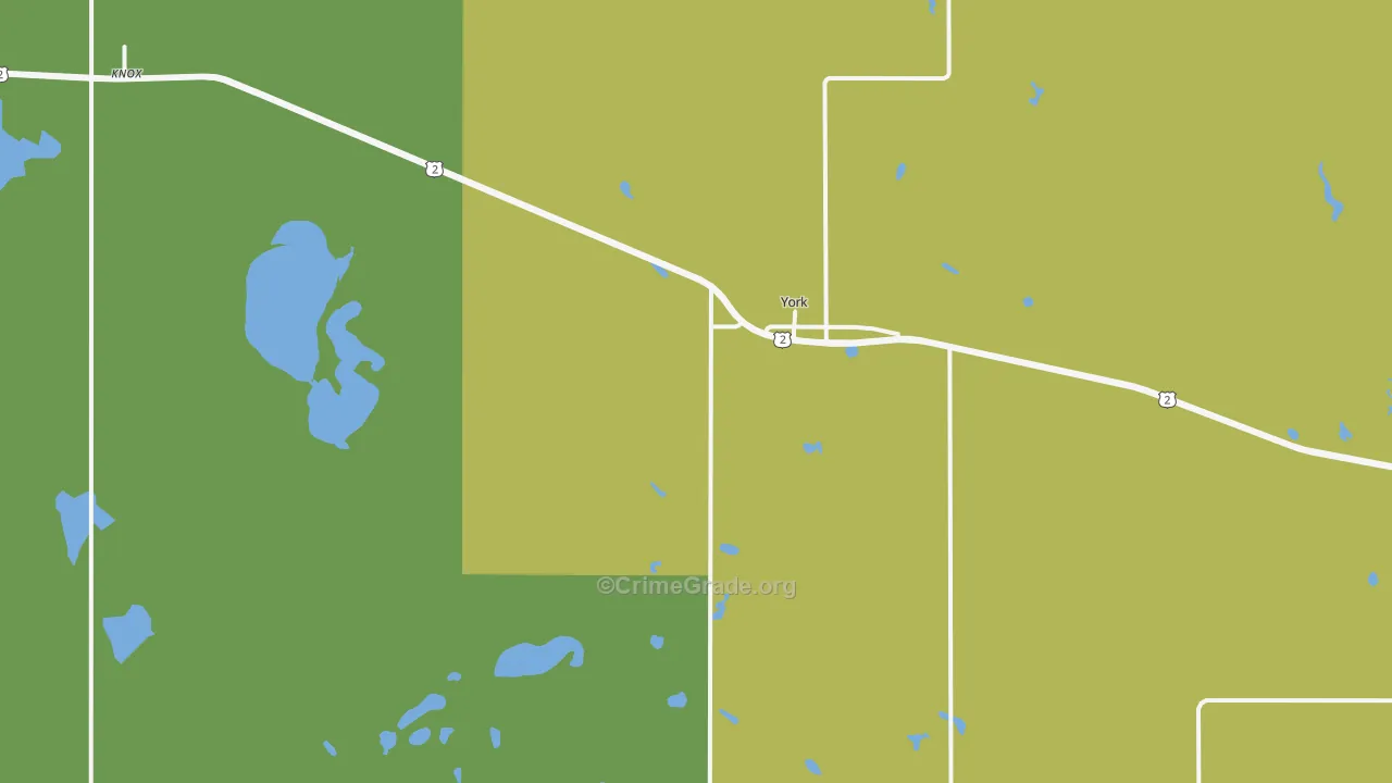 York, ND Map of Vehicle Theft Rates