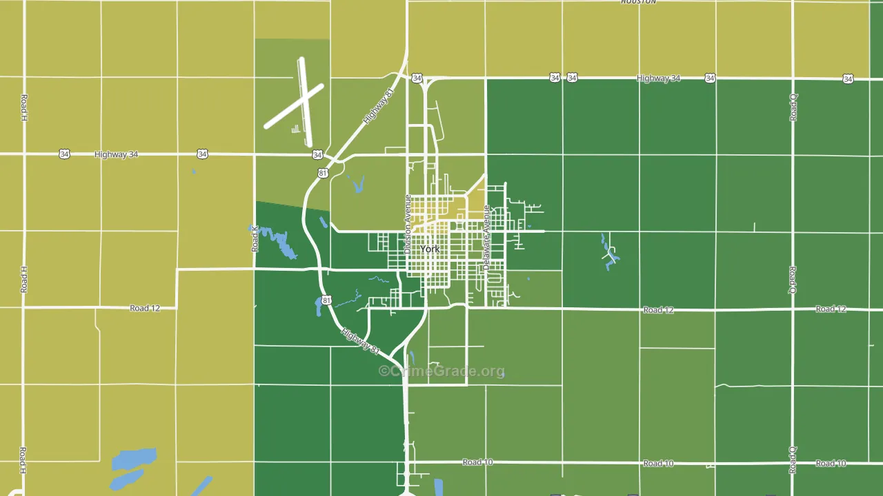 York, NE Map of Vehicle Theft Rates
